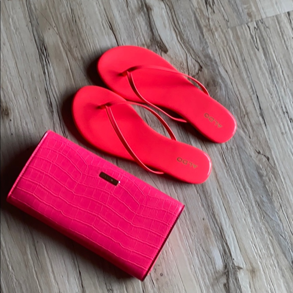 Aldo Sandals and Clutch with removable strap